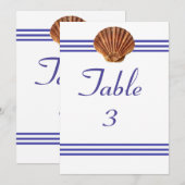 Coquillage nautique - Numéro de table 5x7 (Devant / Derrière)