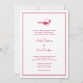 Coquillage rouge élégance simple faire-part de mar (Devant)