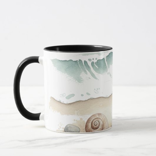 Coquillage & Sable – Mug Tote de Plage à l'Aquarel (Gauche)