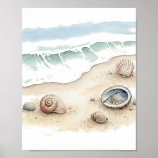 Coquillage & Sable – Papier Poster pour l'Eau (Sem