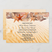 Coquillage sable plage mariage invitations coquill (Devant / Derrière)