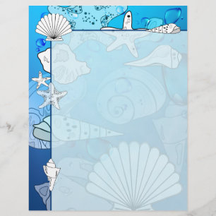 Coquillages Aqua Ocean Letterhead Papeterie