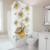 coquillages blancs brun mer douche rideau océan (En situation)