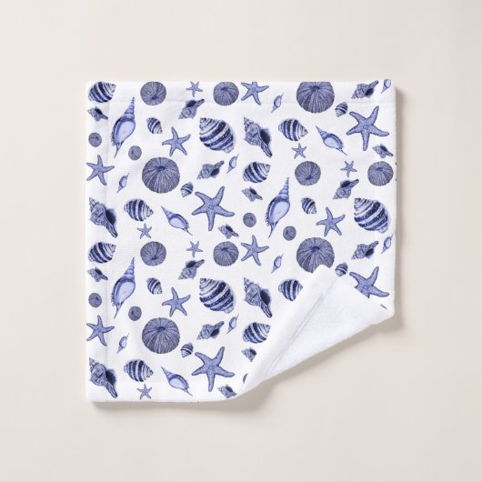 Coquillages bleu et blanc (Gant de toilette)