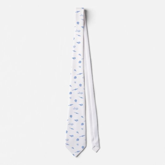 Coquillages bleus et blancs et cravate motif Starf (Devant)