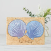 Coquillages bleus et violets Invitations de mariag (Debout devant)