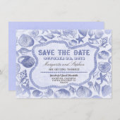coquillages bleus plage mariage save the date (Devant / Derrière)