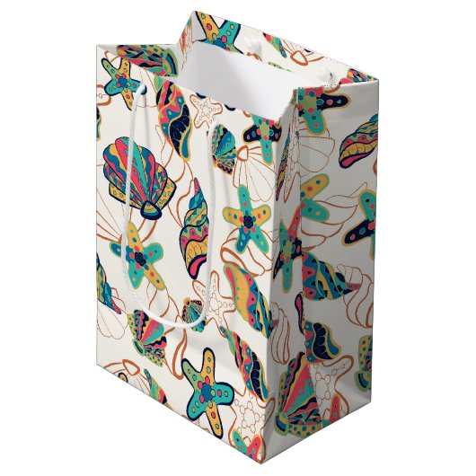 Coquillages colorés sac cadeau moyen (Devant Angle)