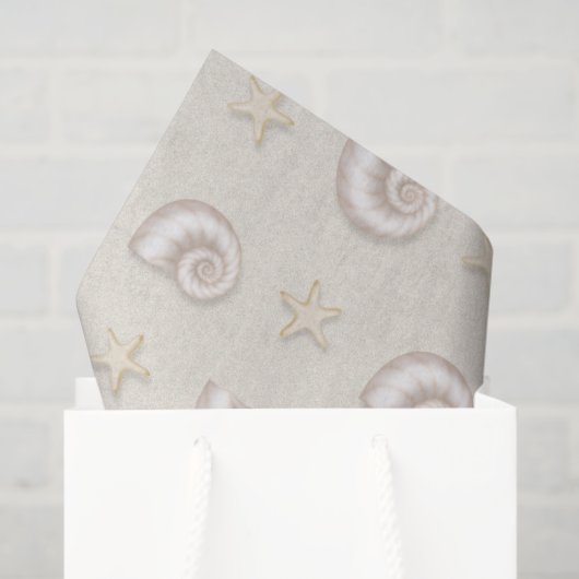 Coquillages dans le papier de soie sablé (Sac cadeau)