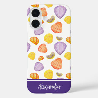 Coquillages d'aquarelle avec coque iphone de nom