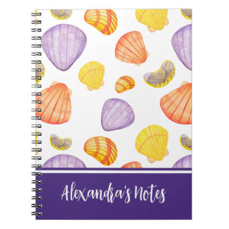Coquillages d'aquarelle Carnet avec nom