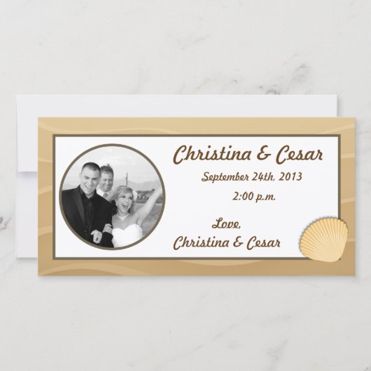 Coquillages de Faire-part photo 4x8 Fiançailles su (Devant)