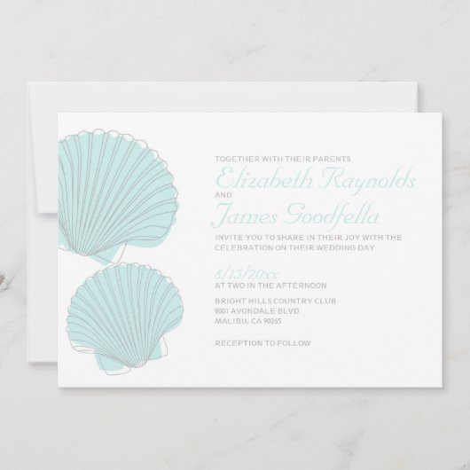 Coquillages de plage de Cute Invitations de mariag (Devant)