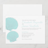 Coquillages de plage de Cute Invitations de mariag (Devant / Derrière)