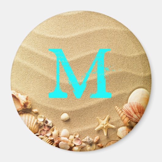 Coquillages de plage Hawaii Monogramme Aimant init (Devant)