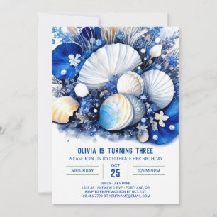 Coquillages de Seashore Boy Invitation d'anniversa