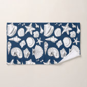 Coquillages Dessin Blanc Marine Bleu Nautique (Serviette à main)
