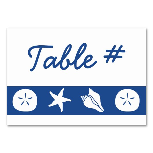 Coquillages d'été dans la carte de table bleue (Devant)