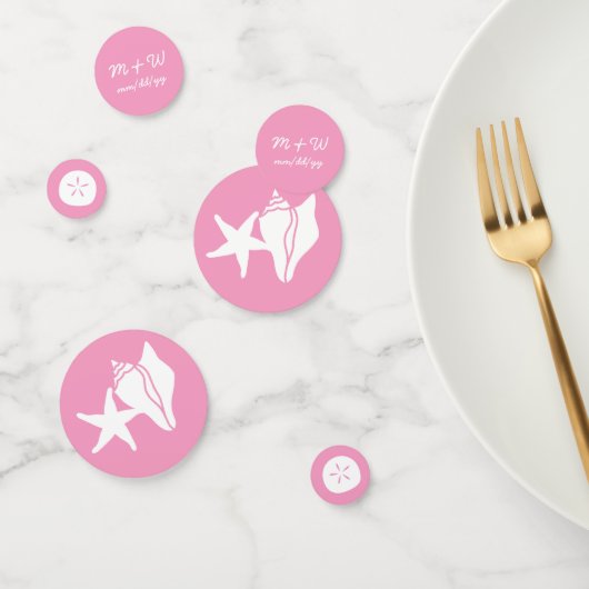 Coquillages d'été en table rose pétale Confetti (Groupe)