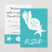 Coquillages d'été en Turquoise carte RSVP (Devant / Derrière)