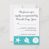 Coquillages d'été en Turquoise carte RSVP (Dos)