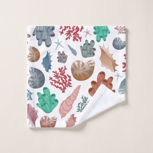 Coquillages et corail imprimé bord de mer (Gant de toilette)