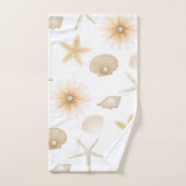 Coquillages et Fleurs de Peach Beach Style Moderne (Serviette à main)