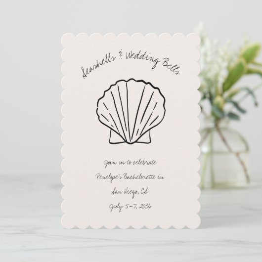 Coquillages et Mariage Bells Invitation Bacheloret (Debout devant)