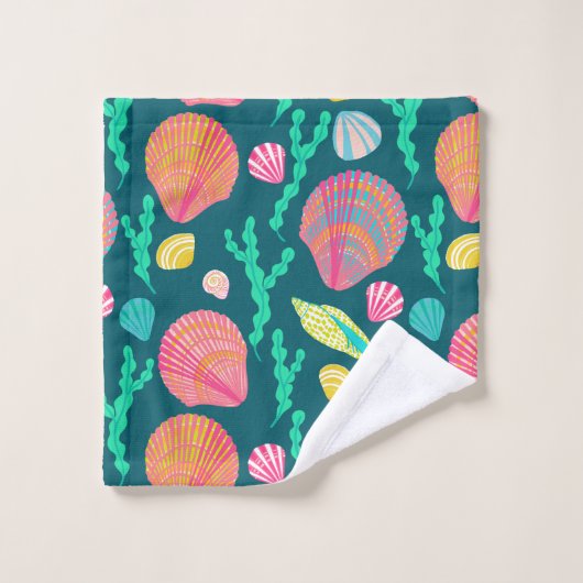 Coquillages et Motifs d'algues (Gant de toilette)