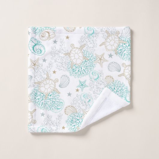 Coquillages et tortues (Gant de toilette)