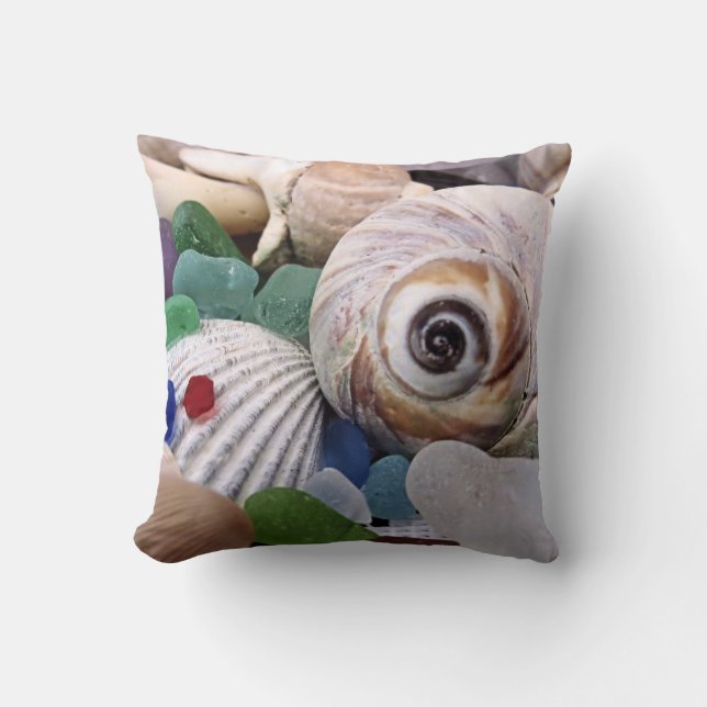 Coquillages et verre de mer - coussin (Recto)