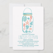 Coquillages mason jar plage invitations mariage (Devant)