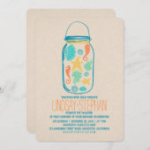 Coquillages mason jar plage invitations mariage (Devant / Derrière)