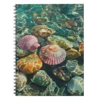 Coquillages roses Carnet océanique clair