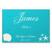 Coquillages Sur La Plage Mariage Cartes De Table (Dos)