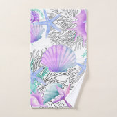 Coquillages Turquoises Et Blancs Violets (Serviette à main)