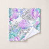 Coquillages Turquoises Et Blancs Violets (Gant de toilette)