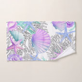 Coquillages Turquoises Et Blancs Violets (Serviette à main)