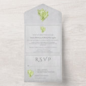 Coquille conch verte tout en un mariage Invitation (À l'intérieur)