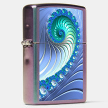 Coquille de nautile spirale fractale bleu aqua Nou
