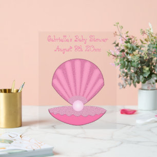 Coquille d'huîtres pour bébé rose et douche à perl