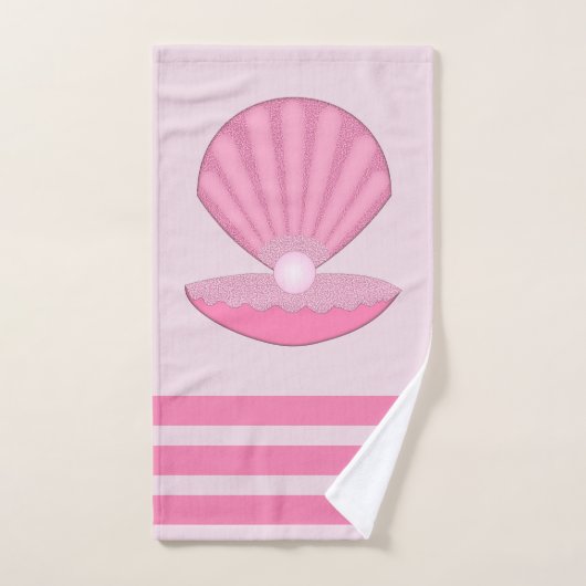 Coquille d'huîtres pour fille rose et perle (Serviette à main)