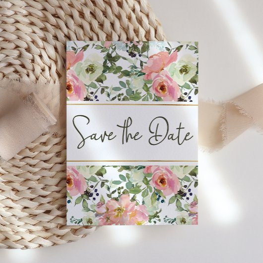 Coquille d'oeuf et Fleurs Roses Save The Date