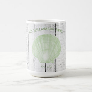 Coquille Vintage verte de pétoncle à café Mug