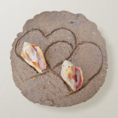 coquilles & 2 coeurs sur la plage coussin de maria (Devant)