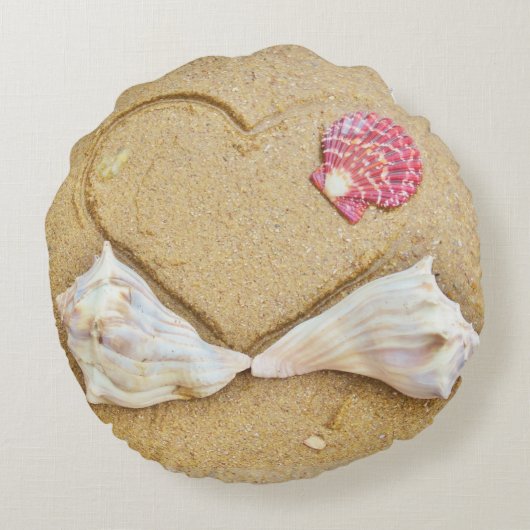 coquilles & 2 coeurs sur la plage coussin de maria (Dos)