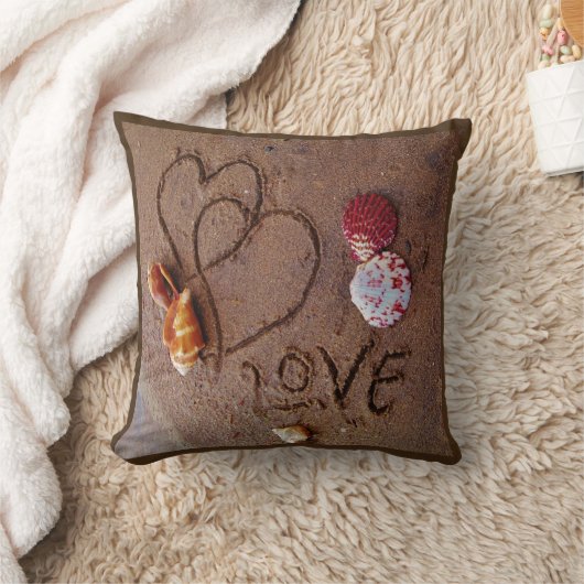 coquilles & Amour sur la plage coussin de mariage  (Couverture)