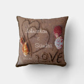 coquilles & Amour sur la plage coussin de mariage  (Verso)