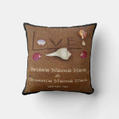 coquilles & Amour sur la plage coussin de mariage (Verso)