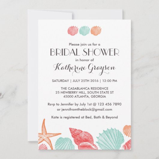 Coquilles blanches Invitation pour mariage sur la  (Devant)